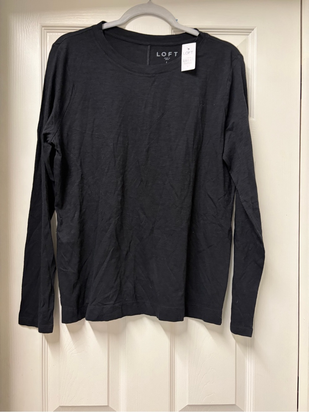 LOFT Black Long Sleeve Crew Top